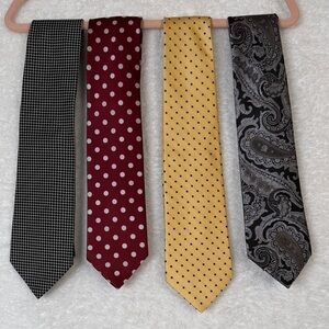 100 % Silk Men's Tie Set - Black, Red, Yellow, Gray Hand Made